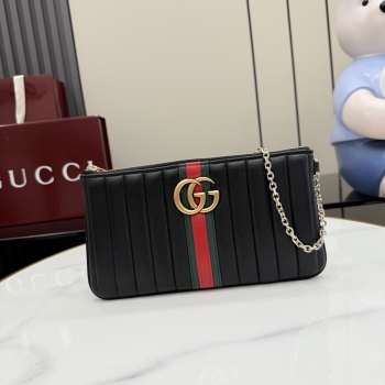 Uubags Gucci GG Marmont pouch with strap in black 26x13x1.5cm