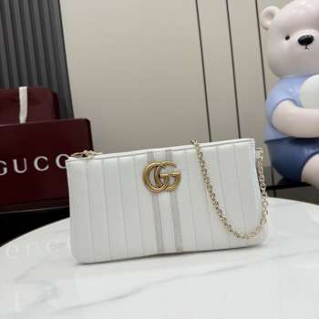 Uubags Gucci GG Marmont pouch with strap in white suede trim 26x13x1.5cm