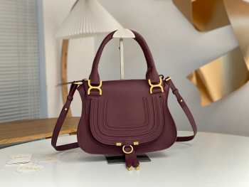 Uubags Chloe small Marcie bag in crafty brown grained leather 30x23x10cm