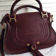 Uubags Chloe large Marcie bag in burgundy grained leather 36x12x28cm - 5