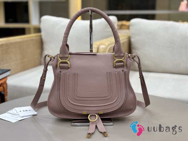 Uubags Chloe small Marcie bag in pink baby grained leather 30x23x10cm - 1
