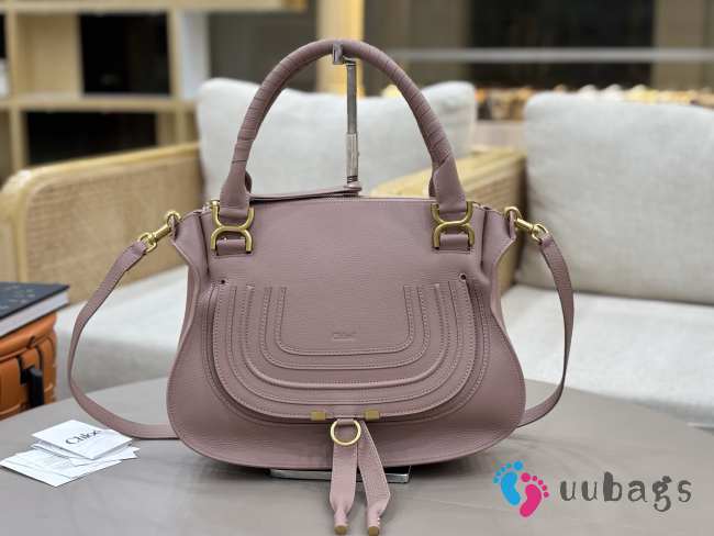 Uubags Chloe large Marcie bag in pink baby grained leather 36x12x28cm - 1