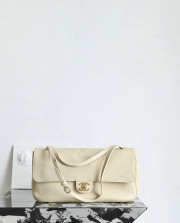 New arrivals 2026 Chanel Maxi flap bag grained calfskin & gold-tone metal in light beige 19.5x32x10cm - 4