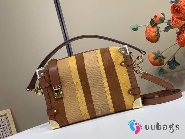 Uubags Louis Vuitton M29662 Side Trunk MM Bag Tan Calfskin Suede 23.5x16x8.5cm - 1