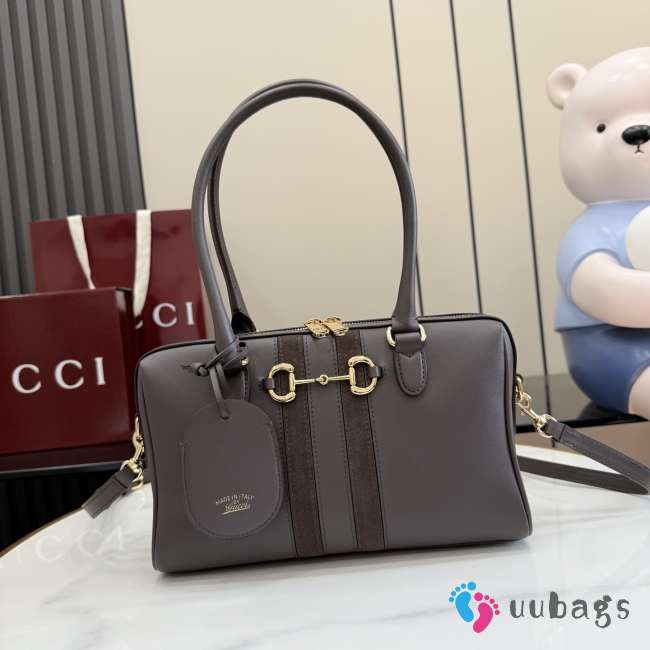 Uubags Gucci Borsetto medium boston bag in dark grey leather 28x15x10cm - 1