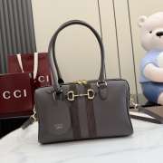 Uubags Gucci Borsetto medium boston bag in dark grey leather 28x15x10cm - 1