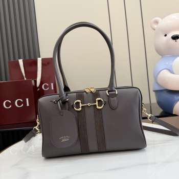 Uubags Gucci Borsetto medium boston bag in dark grey leather 28x15x10cm