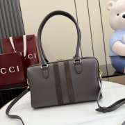 Uubags Gucci Borsetto medium boston bag in dark grey leather 28x15x10cm - 4