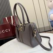 Uubags Gucci Borsetto medium boston bag in dark grey leather 28x15x10cm - 2