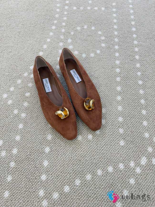 Uubags Jimmy Choo Margot Flat Dark Amber Suede Flats - 1