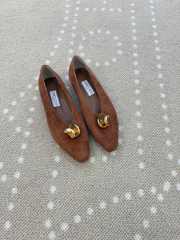 Uubags Jimmy Choo Margot Flat Dark Amber Suede Flats - 1
