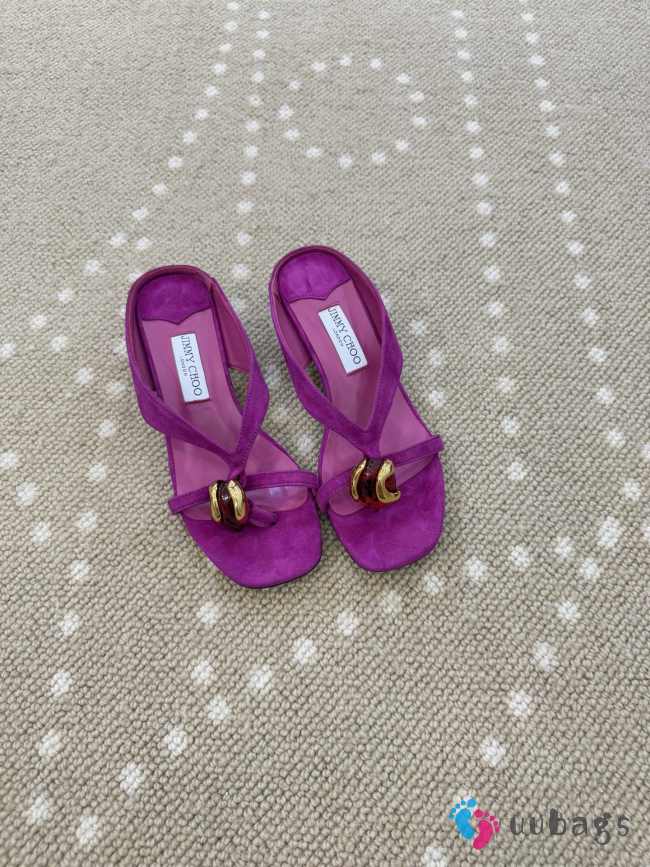 Uubags Jimmy Choo Emeri Stone 35 Violet Orchid Suede Sandals 3.5cm - 1