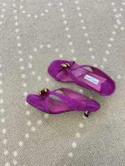 Uubags Jimmy Choo Emeri Stone 35 Violet Orchid Suede Sandals 3.5cm - 4
