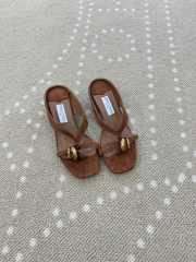 Uubags Jimmy Choo Emeri Stone 35 Dark Amber Suede Sandals 3.5cm - 1