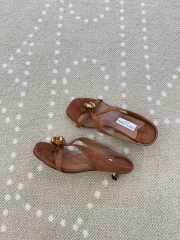 Uubags Jimmy Choo Emeri Stone 35 Dark Amber Suede Sandals 3.5cm - 6