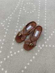 Uubags Jimmy Choo Emeri Stone 35 Dark Amber Suede Sandals 3.5cm - 4