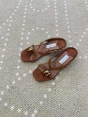 Uubags Jimmy Choo Emeri Stone 35 Dark Amber Suede Sandals 3.5cm - 3