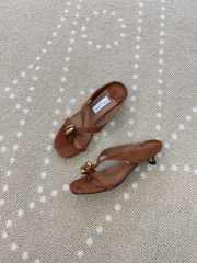 Uubags Jimmy Choo Emeri Stone 35 Dark Amber Suede Sandals 3.5cm - 2