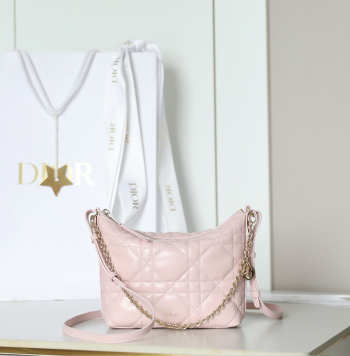 Uubags Dior Diorling Mini Bag Soupir Pink Macrocannage Lambskin 18x16.5x6cm