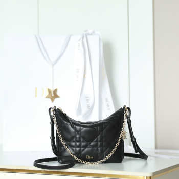 Uubags Dior Diorling Mini Bag Black Macrocannage Lambskin 18x16.5x6cm