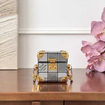 Uubags Louis Vuitton M29750 Tile Trunk Bag Silver Mirror Canvas Material 9x9x9cm
