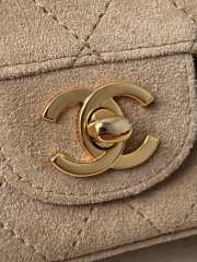 Uubags Chanel mini flap bag in suede calfskin & gold-colored metal dark beige 13x20x6cm - 3