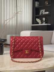 Uubags Chanel Classic Flap Bag Caviar Jumbo In Red 19.5x30x10cm - 1