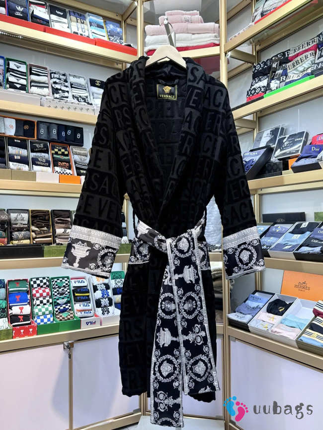 Uubags I Love Baroque bathrobe robes and wrap belt black/grey - 1
