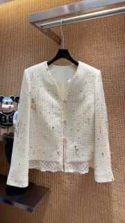 Uubags Chanel White Tweed Lace Trim Jacket - 1