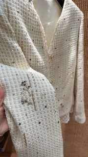 Uubags Chanel White Tweed Lace Trim Jacket - 3
