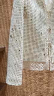 Uubags Chanel White Tweed Lace Trim Jacket - 2