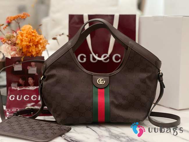 Uubags Gucci Giglio small tote bag in dark brown GG canvas 25x20x15cm - 1