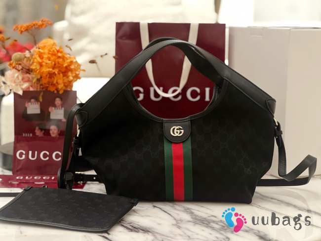 Uubags Gucci Giglio small tote bag in black GG canvas 25x20x15cm - 1