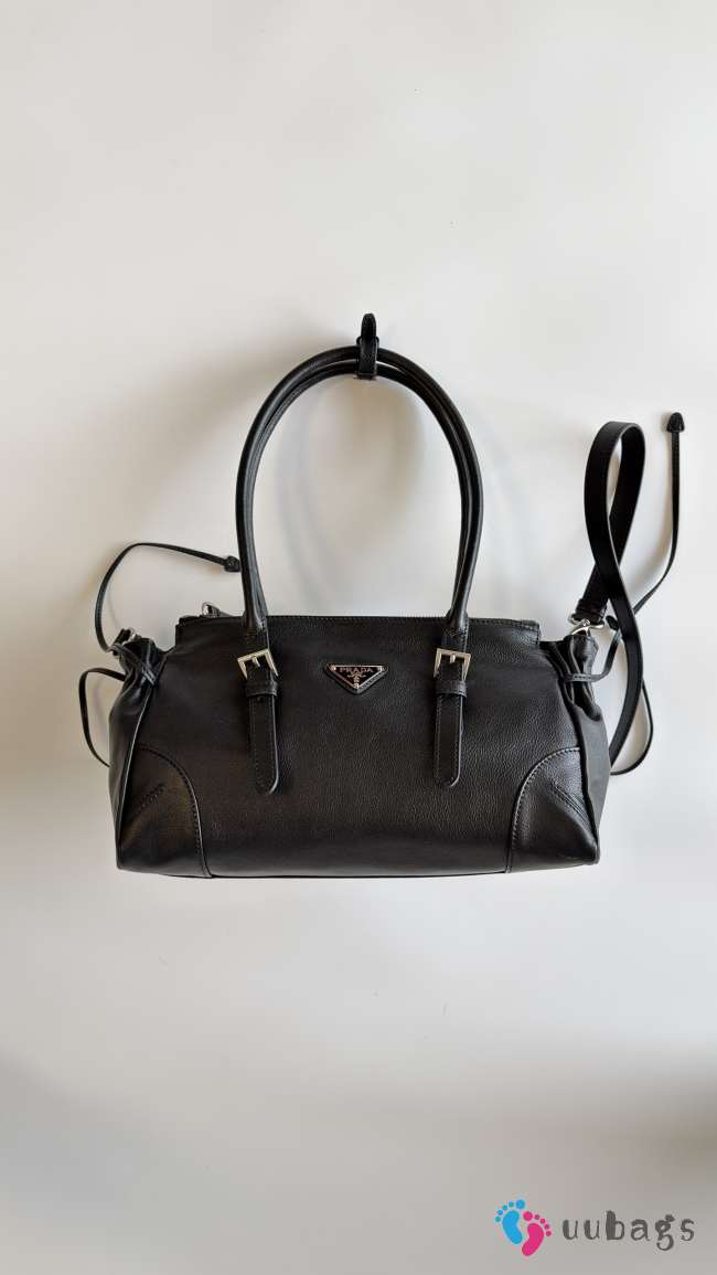 Uubags Prada Karin medium antiqued leather tote bag in black 32x17.5x10.5cm - 1