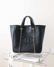 Uubags Chanel Mini Shopping Bag Calfskin & Gold-Tone Metal In Black 20.5x21x15cm - 3