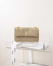 New Arrivals 2026 Chanel medium flap bag in soft goatskin and gold-plated metal dark beige 15x25.5x8cm - 1