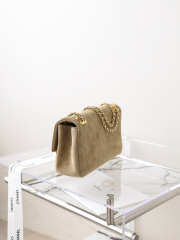 New Arrivals 2026 Chanel medium flap bag in soft goatskin and gold-plated metal dark beige 15x25.5x8cm - 6