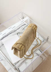 New Arrivals 2026 Chanel medium flap bag in soft goatskin and gold-plated metal dark beige 15x25.5x8cm - 5