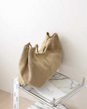 Uubags Chanel Tote Bag In Suede Calfskin & Gold Metal Light Beige 24.5x44.5x18cm - 5