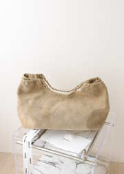 Uubags Chanel Tote Bag In Suede Calfskin & Gold Metal Light Beige 24.5x44.5x18cm - 3