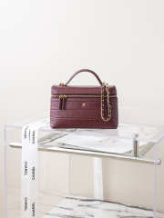 Uubags Chanel Vanity bag with shoulder strap embossed calfskin with crocodile pattern & gold-plated alloy in burgundy 17x19.5x5cm - 4