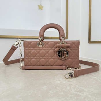 Uubags Dior Medium Lady D-Joy Bag Cannage Lambskin In Brown 26x13.5x5cm