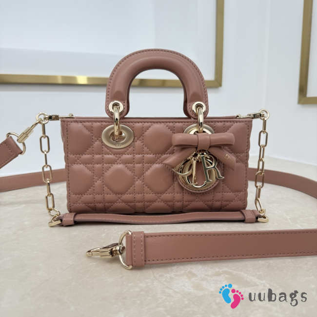Uubags Dior Mini Lady D-Joy Bag Cannage Lambskin In Brown 19x10.5x5.5cm - 1