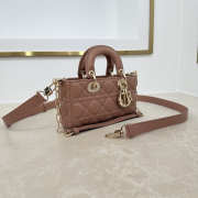 Uubags Dior Mini Lady D-Joy Bag Cannage Lambskin In Brown 19x10.5x5.5cm - 5