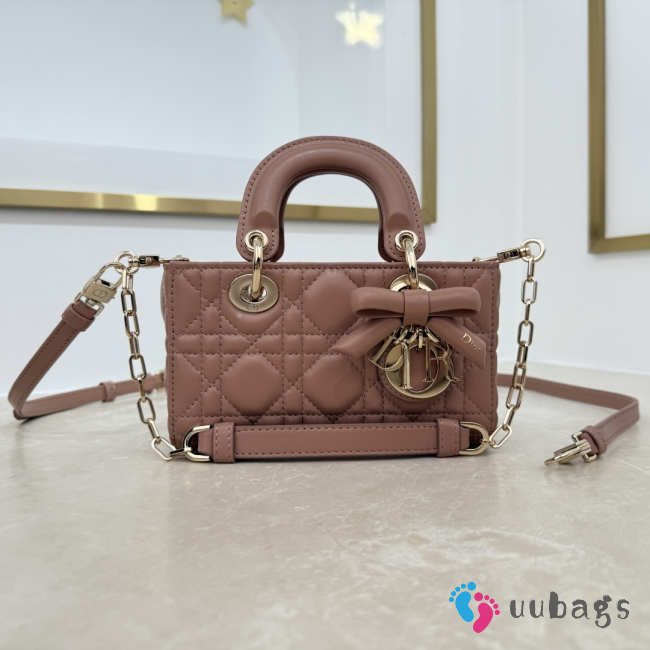 Uubags Dior Micro Lady D-Joy Bag Cannage Lambskin In Brown 16x9x5cm - 1