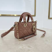 Uubags Dior Micro Lady D-Joy Bag Cannage Lambskin In Brown 16x9x5cm - 5