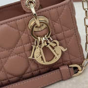 Uubags Dior Micro Lady D-Joy Bag Cannage Lambskin In Brown 16x9x5cm - 3