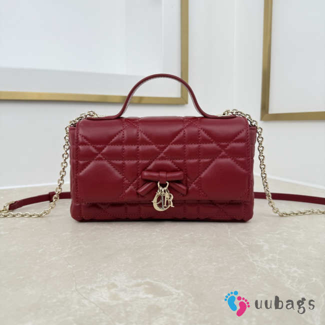Uubags My Tender Dior Top Handle Mini Bag Garance Red Macrocannage Lambskin 21x11.5x7cm - 1