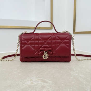 Uubags My Tender Dior Top Handle Mini Bag Garance Red Macrocannage Lambskin 21x11.5x7cm