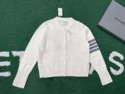 Uubags Thom Browne Wool Hector 4-Bar Cardigan In White - 1